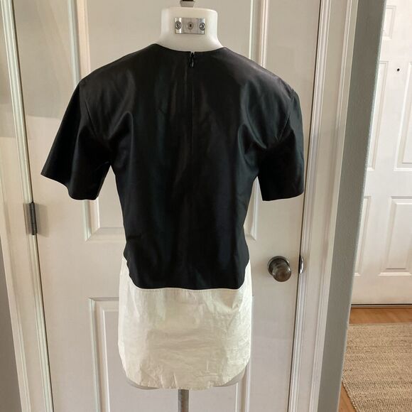 T ALEXANDER WANG Black White Leather Short Sleeve Top Women's- Size‎ 4 - Picture 7 of 15